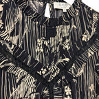 Sea New York Sunniva Mini Dress Black Beige Floral Print Size XS Boho Neutral