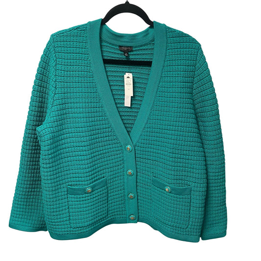 NWT Talbots Button Front Kate Cardigan in Lapis Green Knit Womens Plus Size 1X