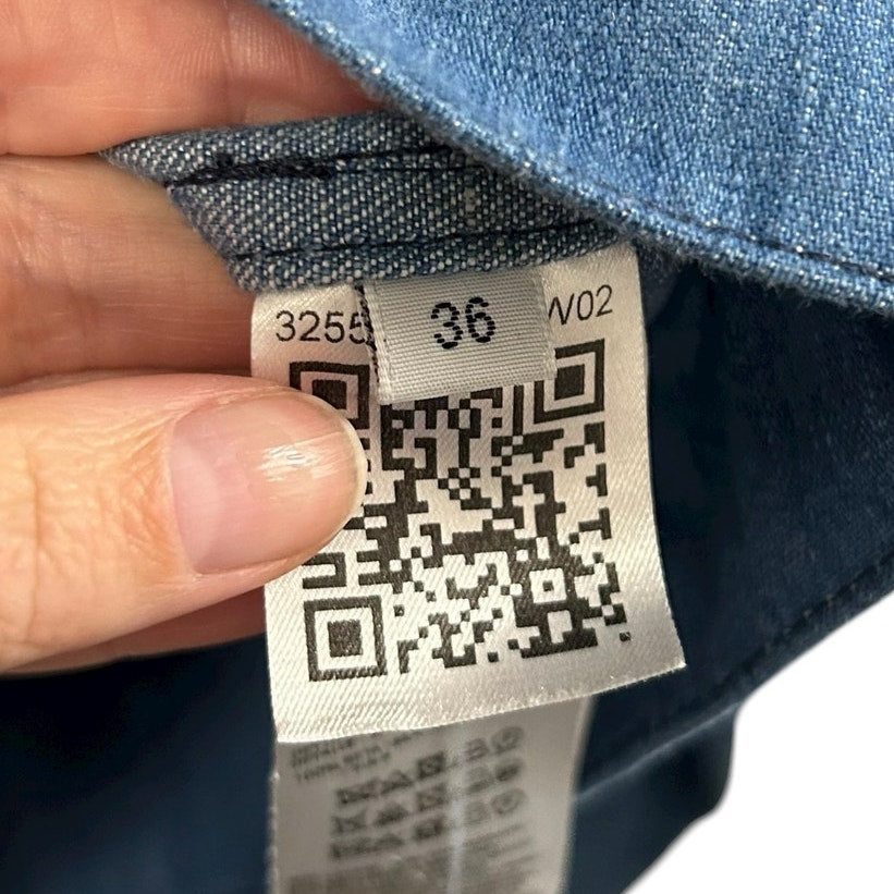 NWT Gabriela Hearst Roland Denim Jacket Light Blue Cotton Linen Blend 36 / US 0