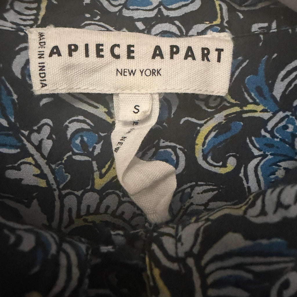 Apiece Apart Long Sleeve Shirt Dress Black Blue Yellow Floral Print Size Small