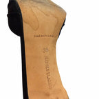Manolo Blahnik Black Satin Jeweled Sedaraby Heels Crystal Buckle Size 38 / US 8