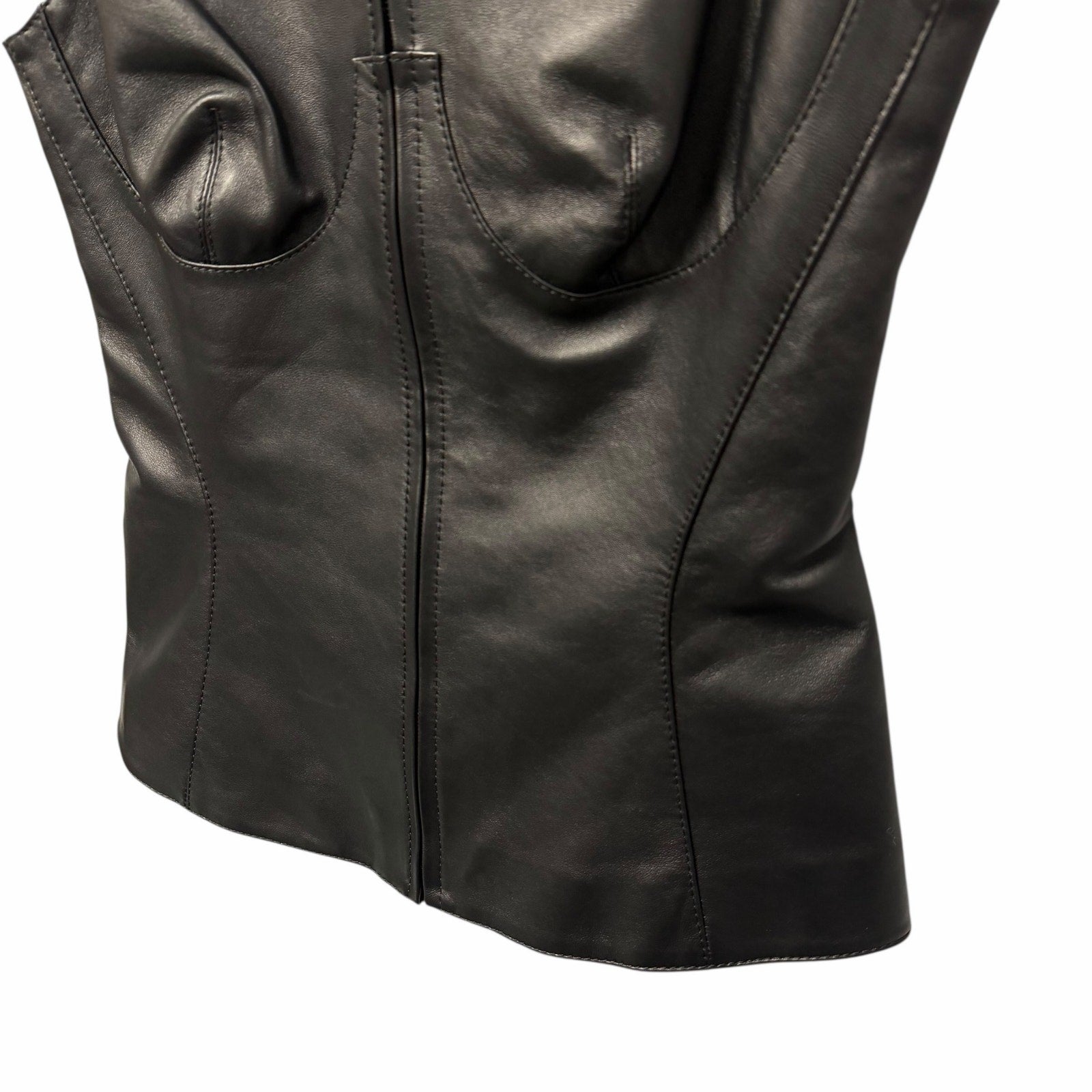 Alexander McQueen Seamed Leather Zip Up Vest Black Size 36 / US 0 Grunge Goth