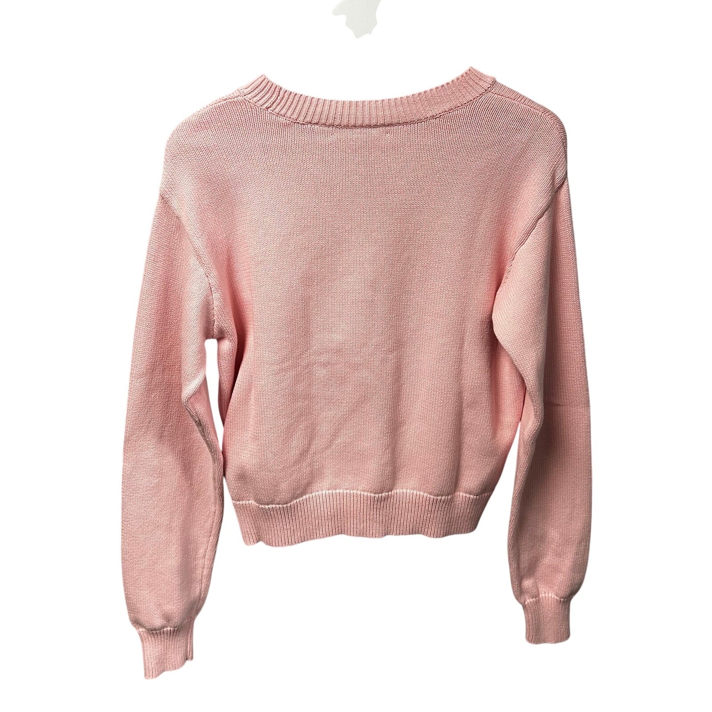 LoveShackFancy Blushing Liberty Pink Ty Cotton Flag Pullover Sweater Womens XS