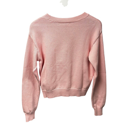 LoveShackFancy Blushing Liberty Pink Ty Cotton Flag Pullover Sweater Womens XS