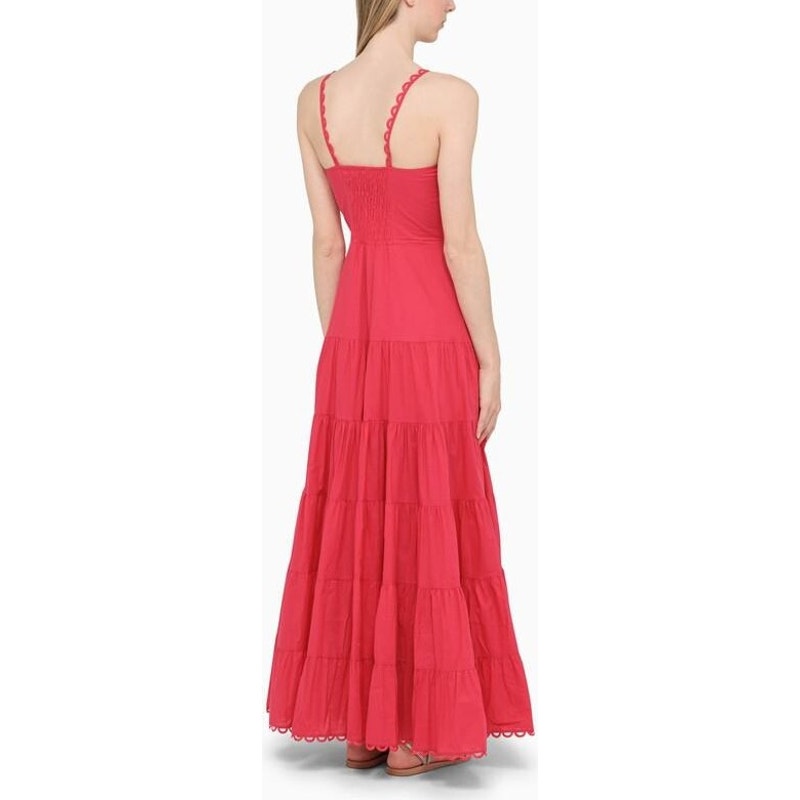 NWT Charo Fuchsia Pink Sleeveless Bustier Flounce Melia Maxi Dress Womens Small