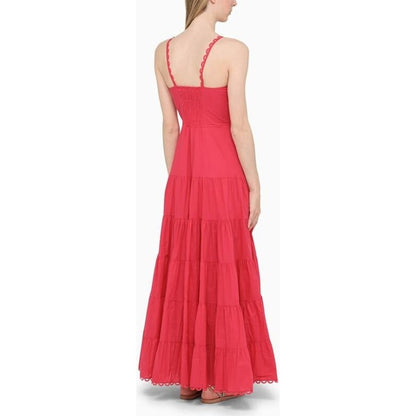 NWT Charo Fuchsia Pink Sleeveless Bustier Flounce Melia Maxi Dress Womens Small