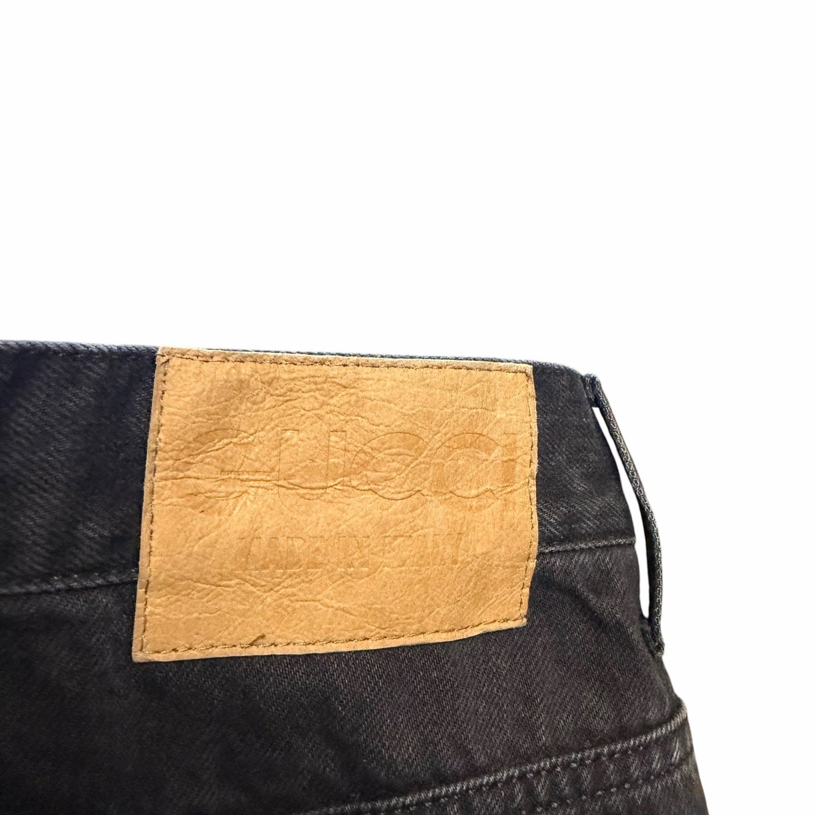 Gucci Horsebit High Rise Wide Leg Frayed Hem Jeans Black Denim Size 28 / US 8
