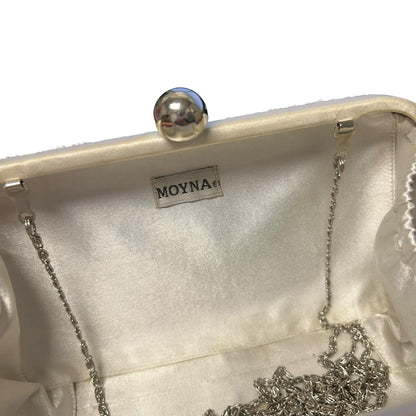 Moyna White Multicolor Printed Beaded Box Clutch / Crossbody Evening Bag
