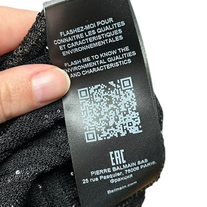 NWT Balmain Paris Black Asymmetric Sequined Mini Bodycon Dress Womens 36 / US 4