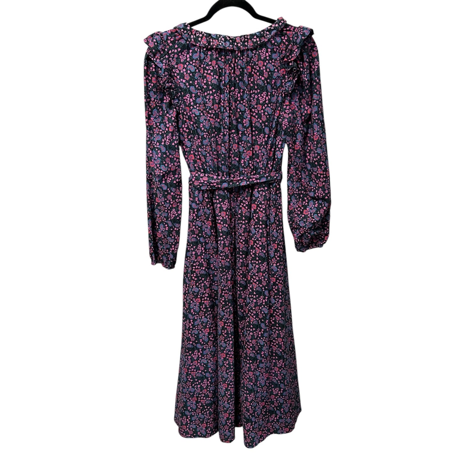 Xirena Black Isley Floral Paisley Long Sleeve Cotton Midi Dress Womens Medium