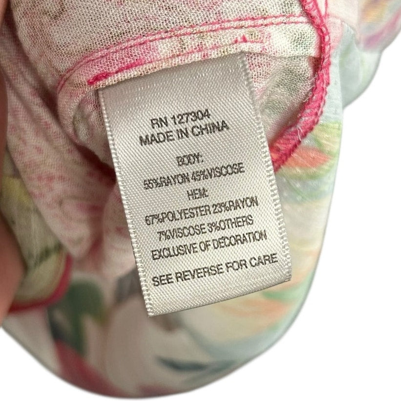 NWT John Mark Pink Multi Embroidered Patchwork Gracelyn Top Womens Size Medium