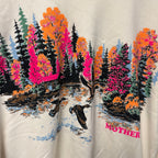 NWT Mother The Camper Sweatshirt Lake Scene Print Small Neon Cabincore Outdoor