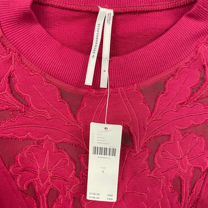 NWT By Anthropologie Floral Mesh Cutwork Swing Top Wine Red Womens Small