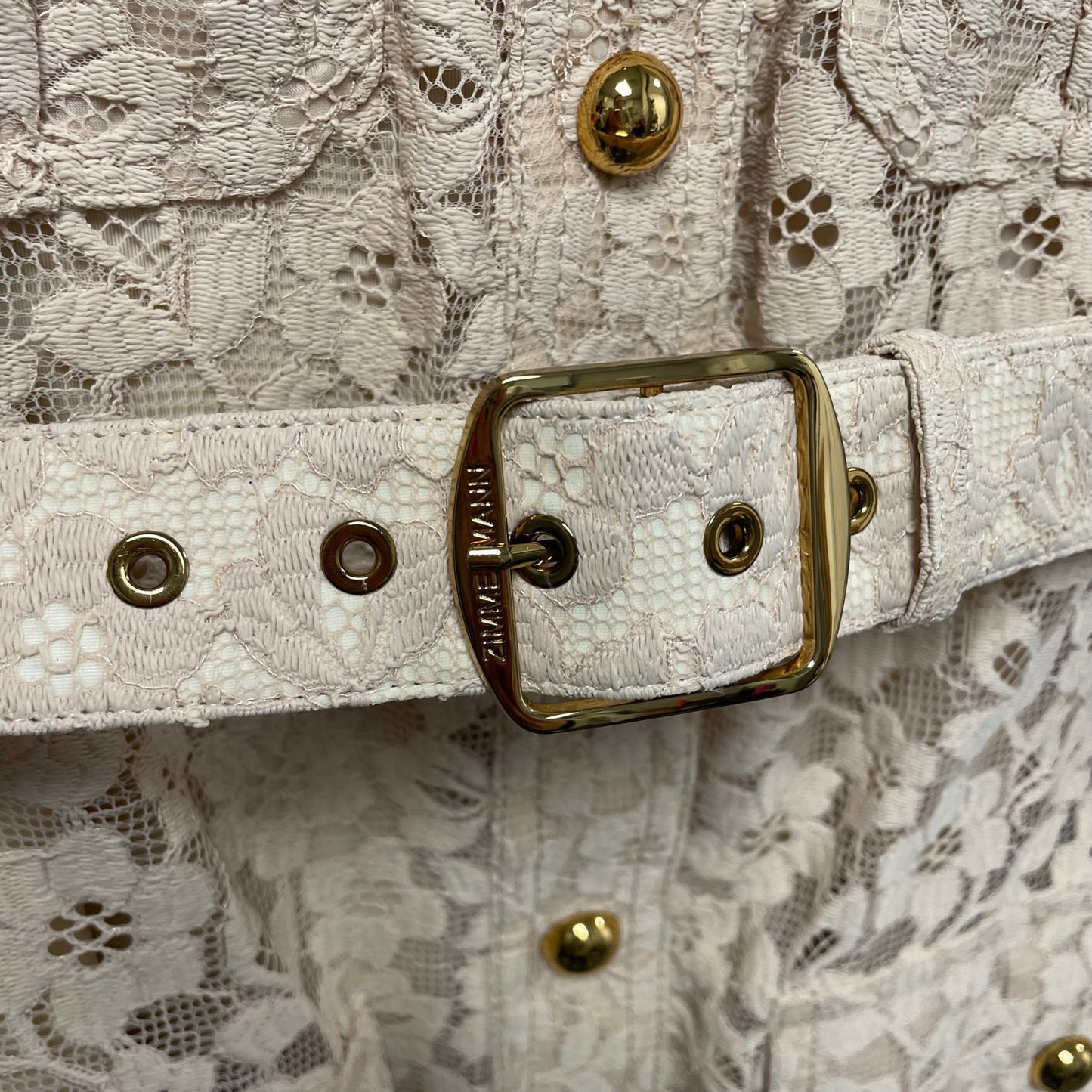 NWT Zimmermann Hypnotic Lace Belted Mini Utility Shirt Dress Cream AUS 0 / US 4