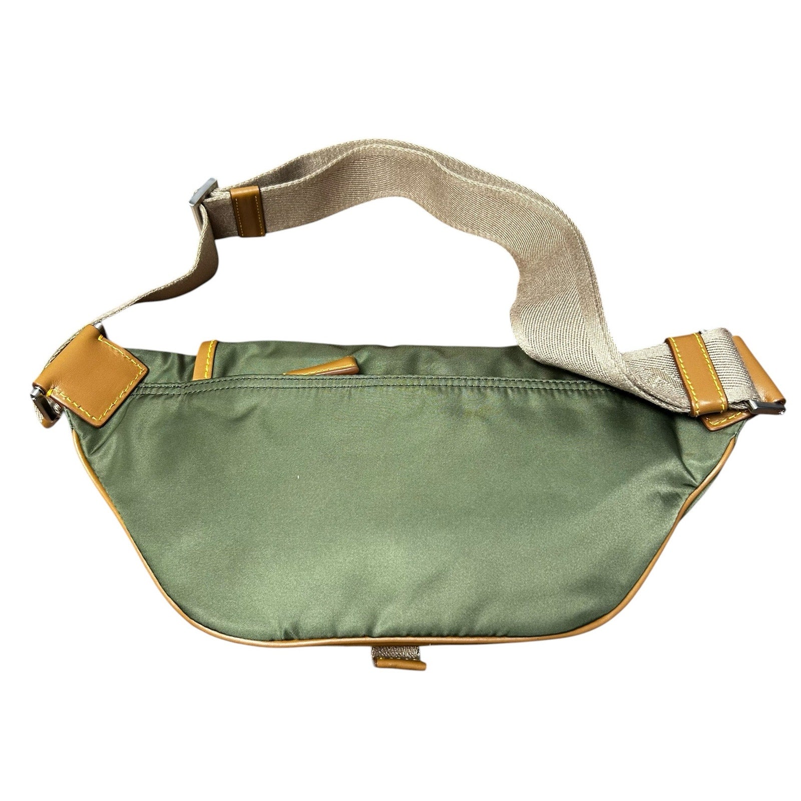Prada Military Green Caramel Tan Re-Nylon and Leather Shoulder Belt Bag