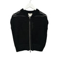 NWT Lafayette 148 Black Knit Sleeveless Front Zip Sweater Womens XXS
