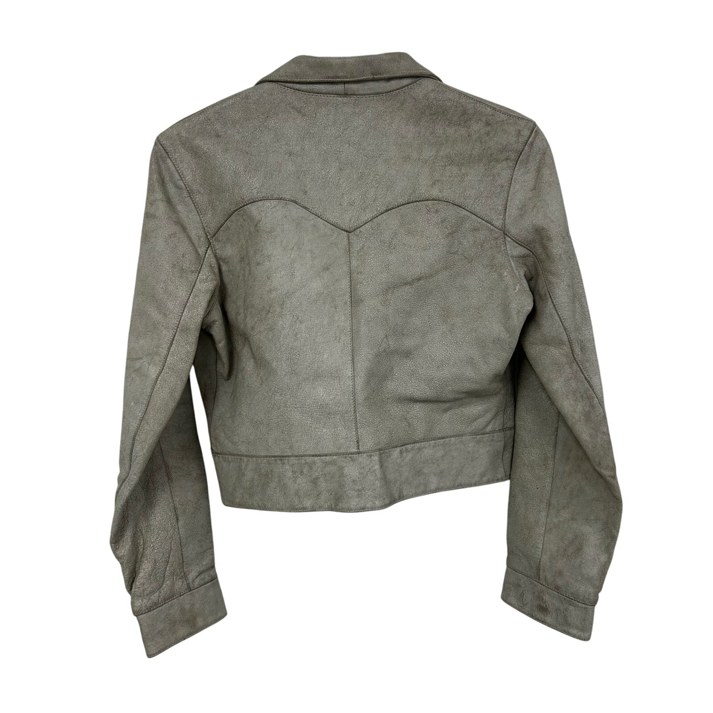 Ralph Lauren Collection Purple Label Cream Distressed Leather Jacket Womens 10