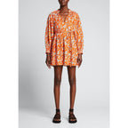 Alice + Olivia Lilian Floral Print Mandarin-Collar Mini Dress w/ Belt Womens 14
