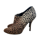 Gucci Paloma Leopard Print Pony Hair Heeled Bootie GG Logo Size 37.5 / US 7.5