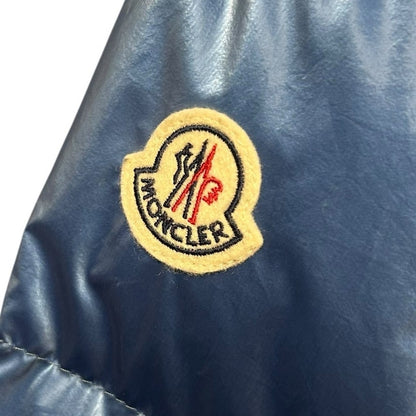 Moncler Glossy Blue Moselotte Padded Puffer Zip Up Hooded Jacket Womens 0