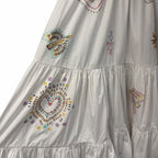 NWT Camilla Living In Colour High Waisted Tiered Maxi Skirt Hand Embroidered XS