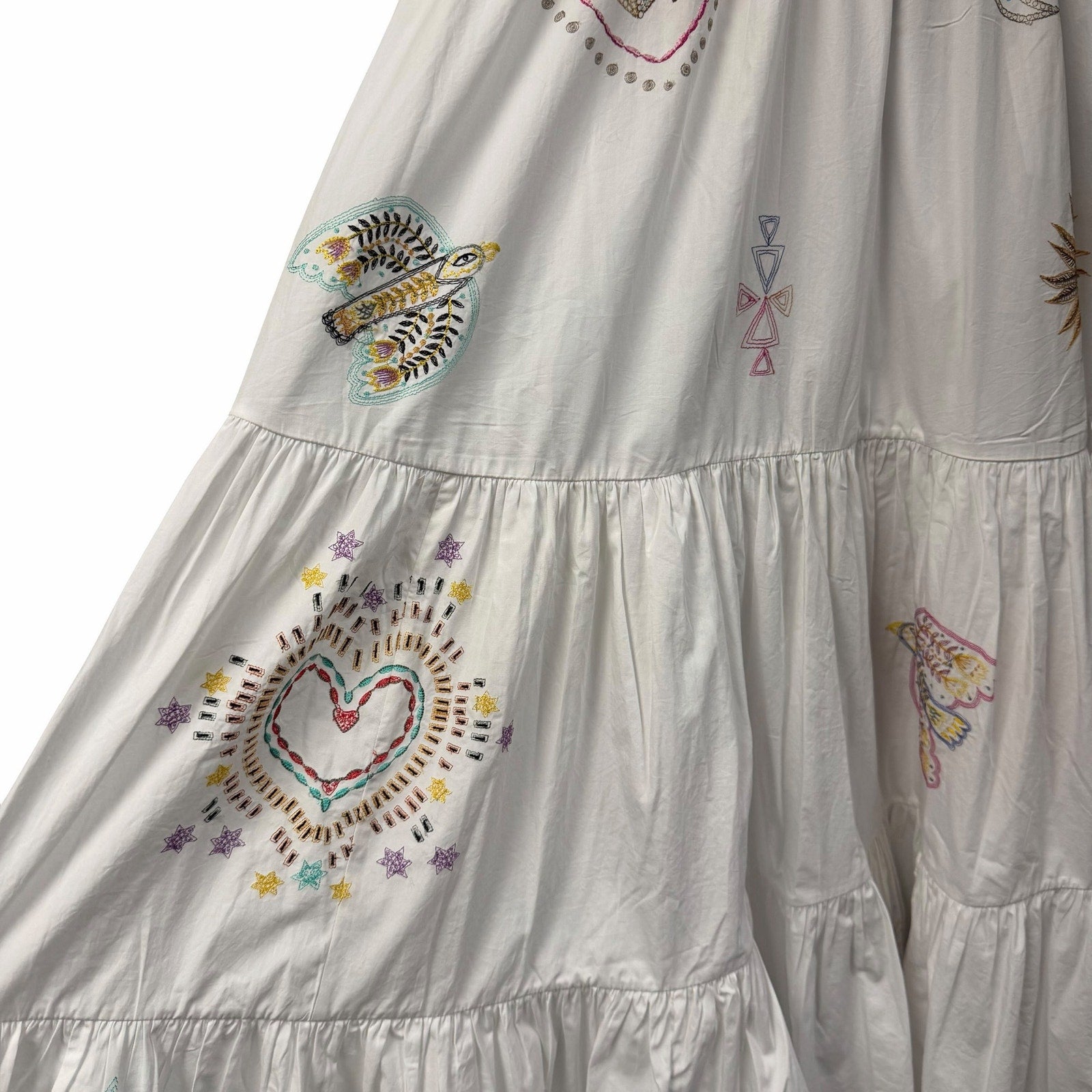 NWT Camilla Living In Colour High Waisted Tiered Maxi Skirt Hand Embroidered XS