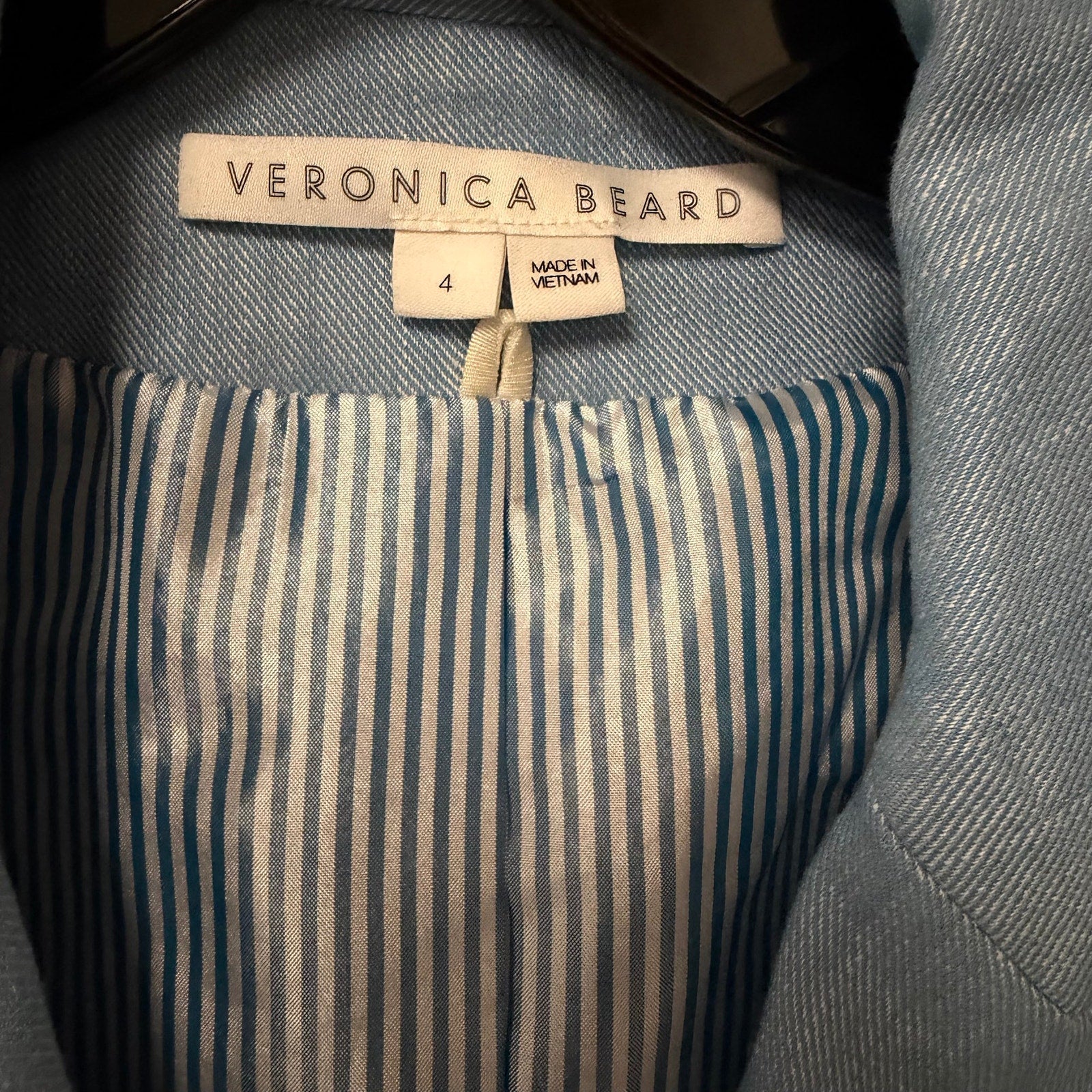 Veronica Beard Diego Dickey Linen Blend Blazer Jacket Light Blue Womens 4
