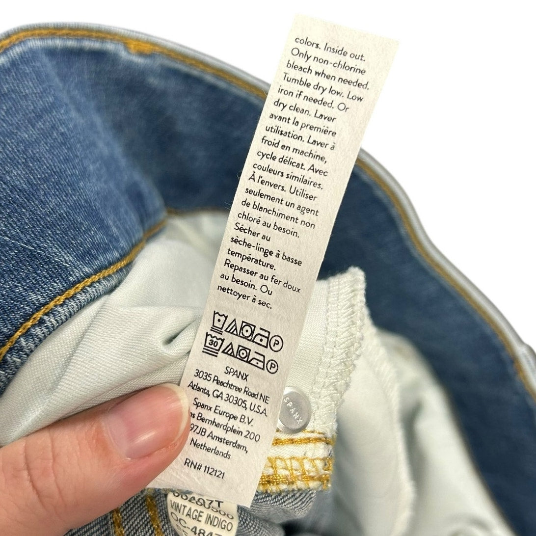 NWT Spanx Vintage Indigo Blue Seamed Front Wide Leg Jeans Womens 1X Tall