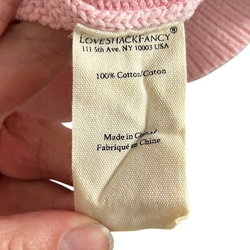 LoveShackFancy Blushing Liberty Pink Ty Cotton Flag Pullover Sweater Womens XS