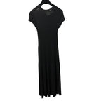 Chanel Black Wool Silk Blend Ribbed Knit Short Sleeve Maxi Dress Womens 36 / 00