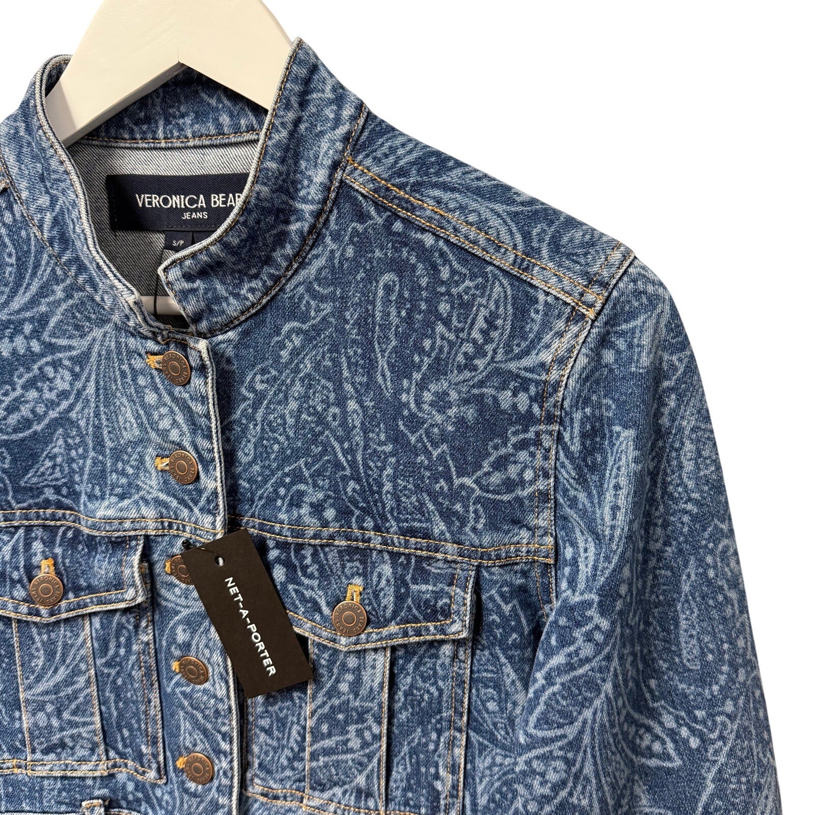NWT Veronica Beard Jeans Tika Jacket Atlantic Paisley Denim Womens Small