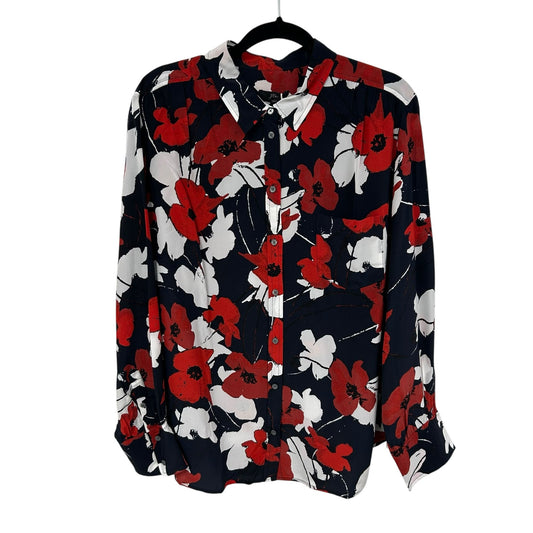 NWT J. Crew Silk Classic Fit Button Down in Navy Poppy Floral Print Womens 22