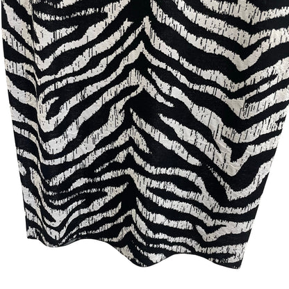 St. John Zebra Jacquard Knit Short Sleeve Knee Length Sheath Dress Womens Size 8