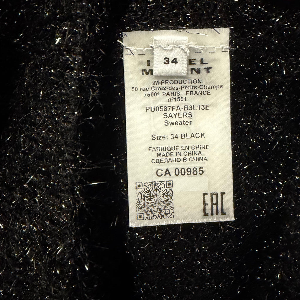 NWT Marant Etoile Black Metallic Tinsel Sayers Glitter Sweater Womens 34 / US 0