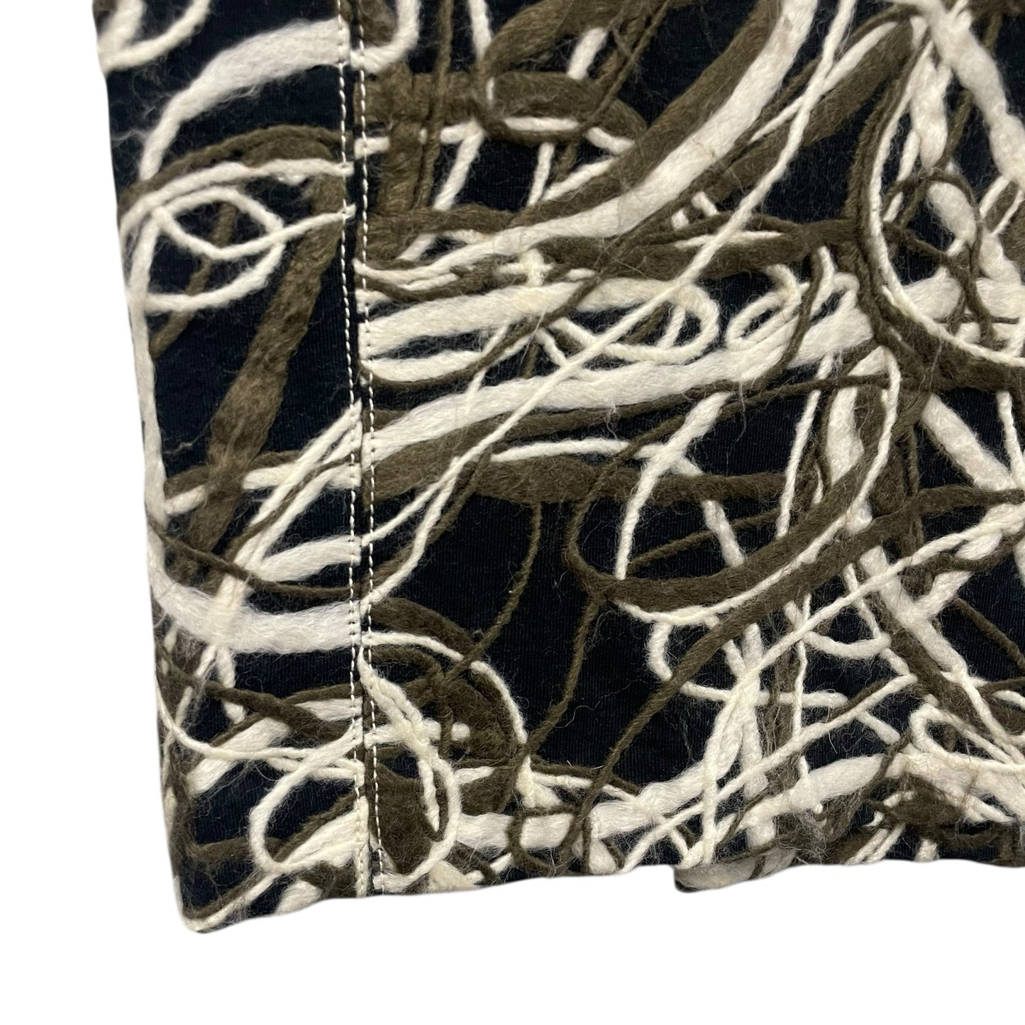 Byron Lars Black Green Cream Wool Blend Straight Fit Knee Skirt Womens Size 2