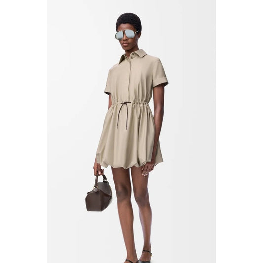 NWT Loewe Beige Short Sleeve Drawstring Bubble Dress Womens 36 / US 2/4