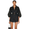 NWT Zimmermann 100% Linen Black Devi Panelled Playsuit Womens AU 1 / US 6