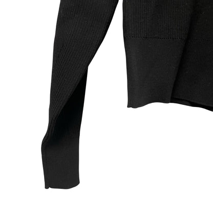 Fleur Du Mal Juliet Lace Insert Cropped Knit Sweater Black Womens Medium