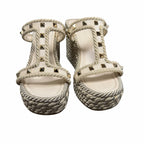 Valentino Garavani Rockstud Torchon Espadrille Caged Wedge Sandals Ivory US 9