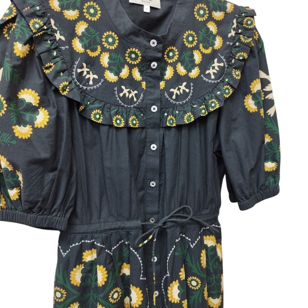 Sea New York Womens Floral Perle Puff Sleeve Mini Dress Medium Pockets Ruffle