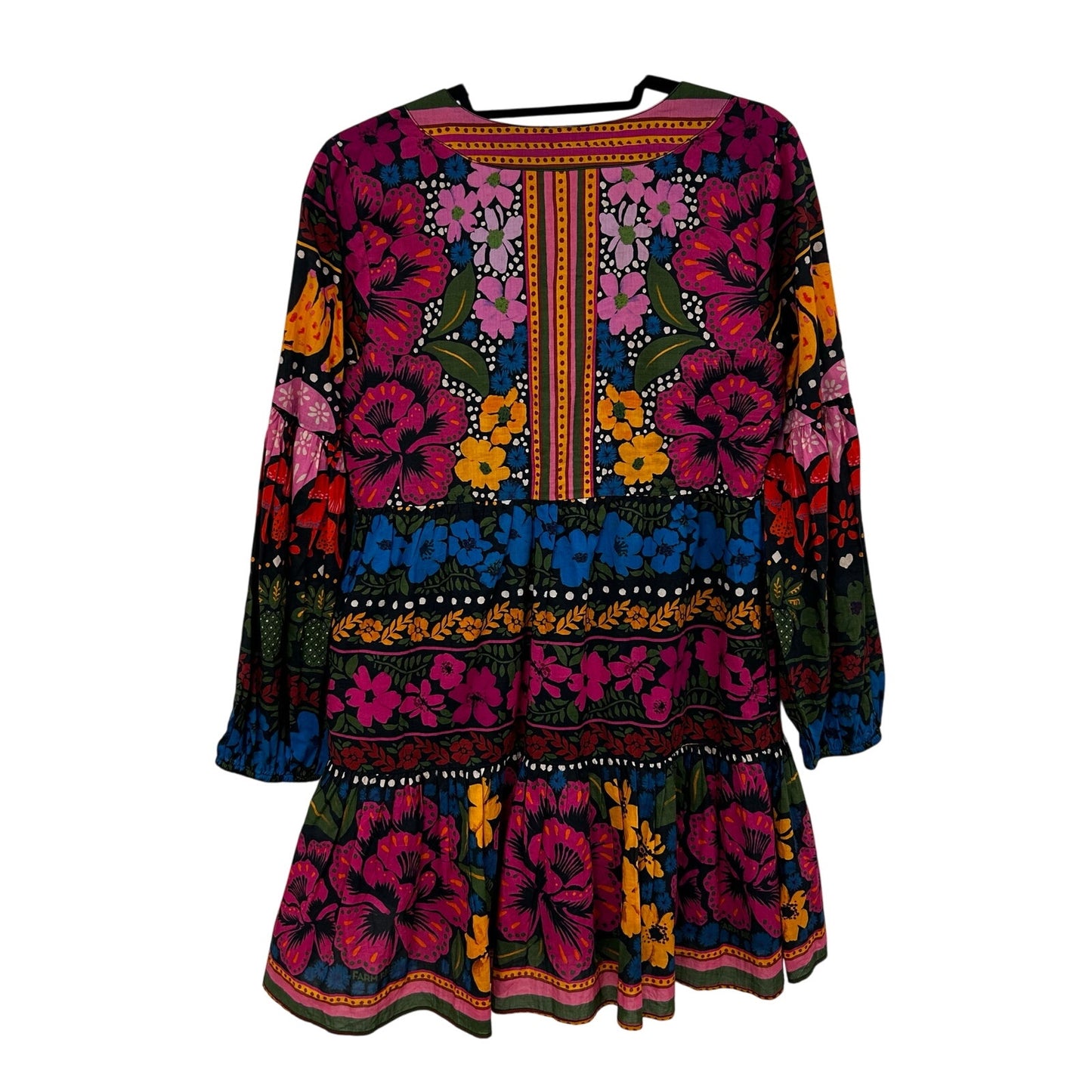 Farm Rio for Anthropologie Bright Floral Puff Sleeve Mini Dress Womens Medium