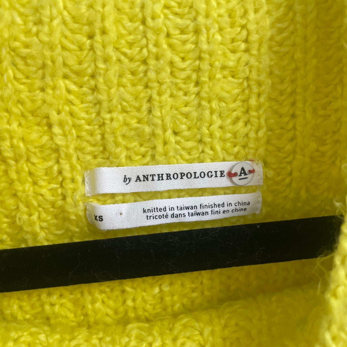 By Anthropologie Ribbed Mock Neck Bright Yellow Pullover Sweater Womens XS