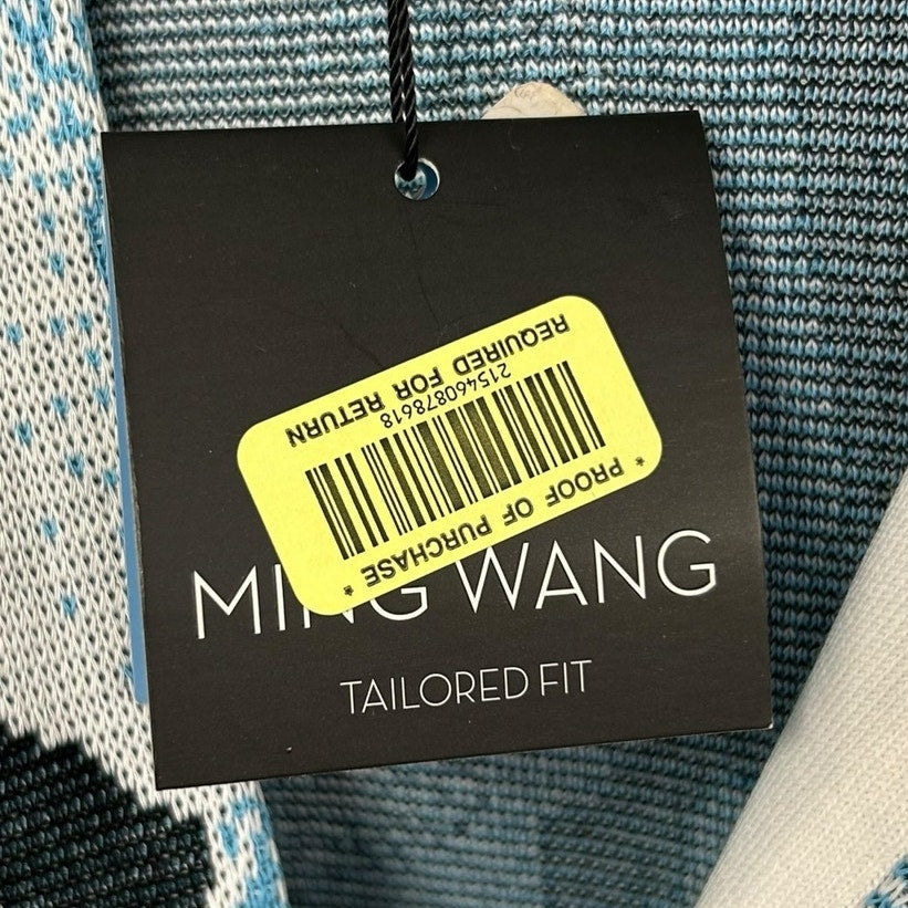 NWT Ming Wang Blue White Animal Print Tailored Fit Long Sleeve Jacket Womens 3X