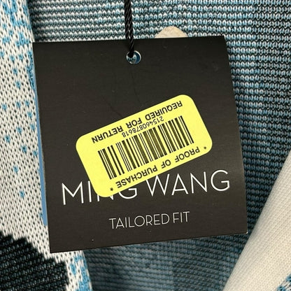 NWT Ming Wang Blue White Animal Print Tailored Fit Long Sleeve Jacket Womens 3X