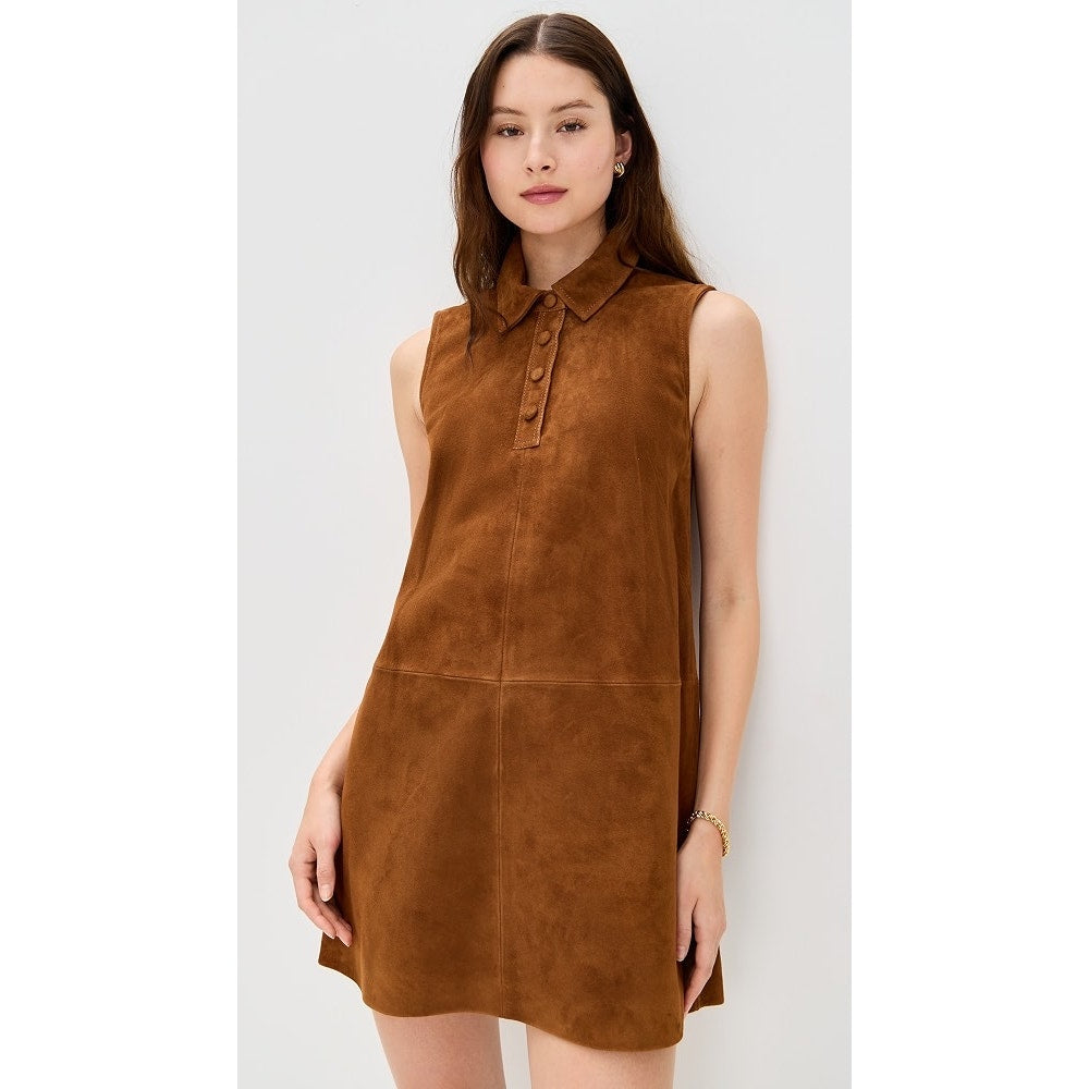 NWT Frame Suede City Shift Dress Sepia Brown Sleeveless Mini Womens Size 0