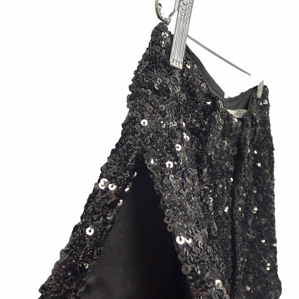 NWT Alice + Olivia Conry Sequin Cuff Short Black High Rise Womens Size 0