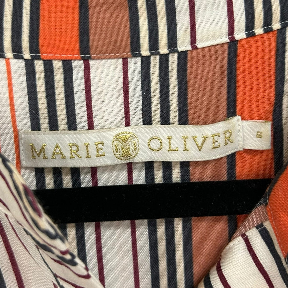 Marie Oliver Lachlan Silk Blend Tiered Mini Dress in Orange Stripe Womens Small