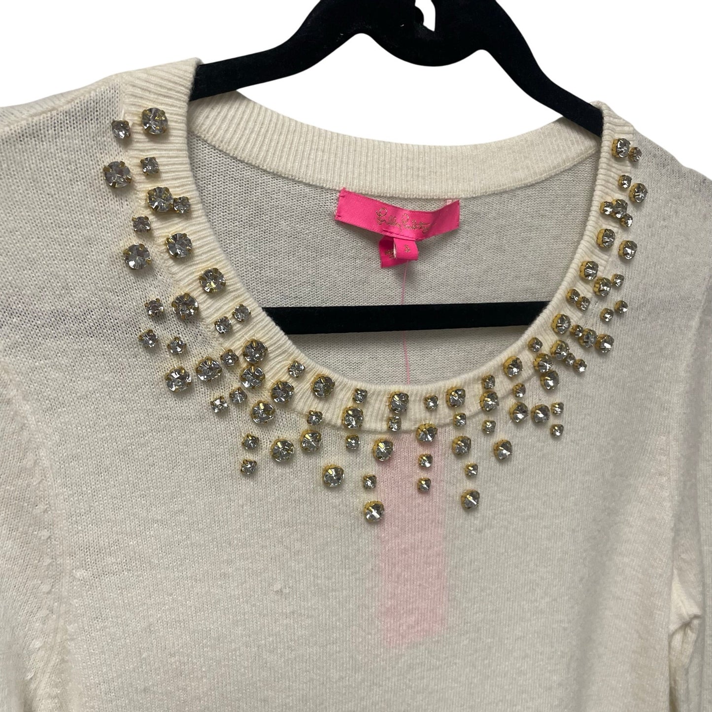 NWT Lilly Pulitzer Bejeweled Odetta Sweater in Coconut Off White Womens Small