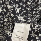 LoveShackFancy Pure Silk Black White Star Print Ruffled Mini Dress Womens 10