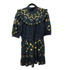 Sea New York Womens Floral Perle Puff Sleeve Mini Dress Medium Pockets Ruffle